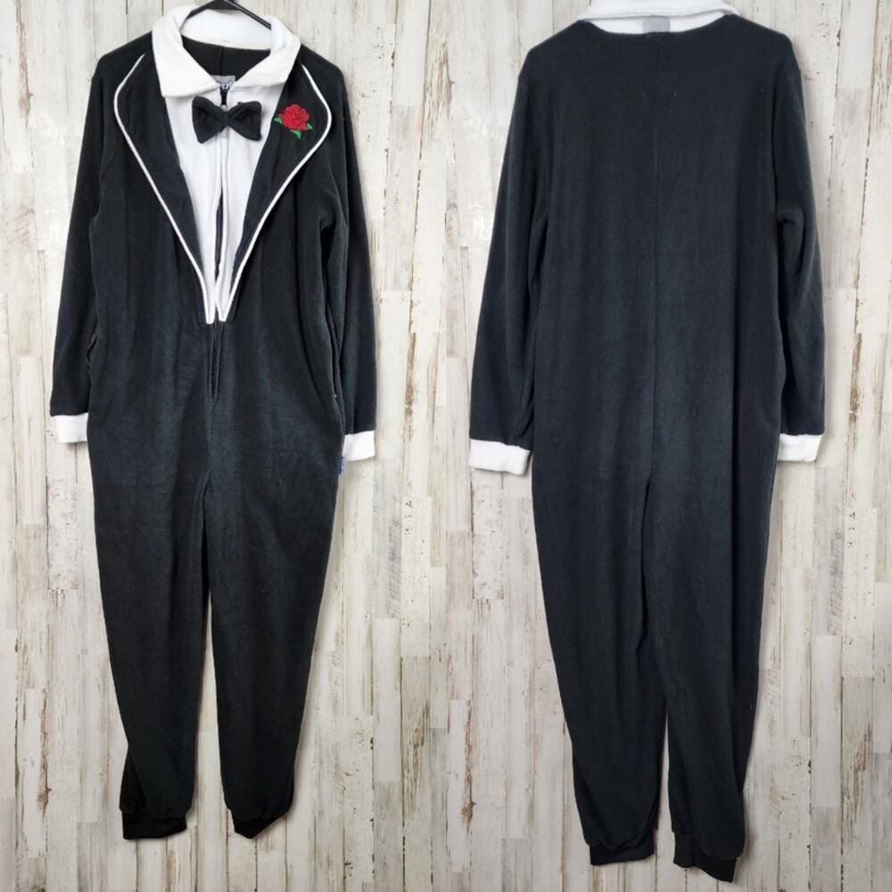 Funziez Silver Lilly One Piece Tuxedo Costume Black and White Size Small